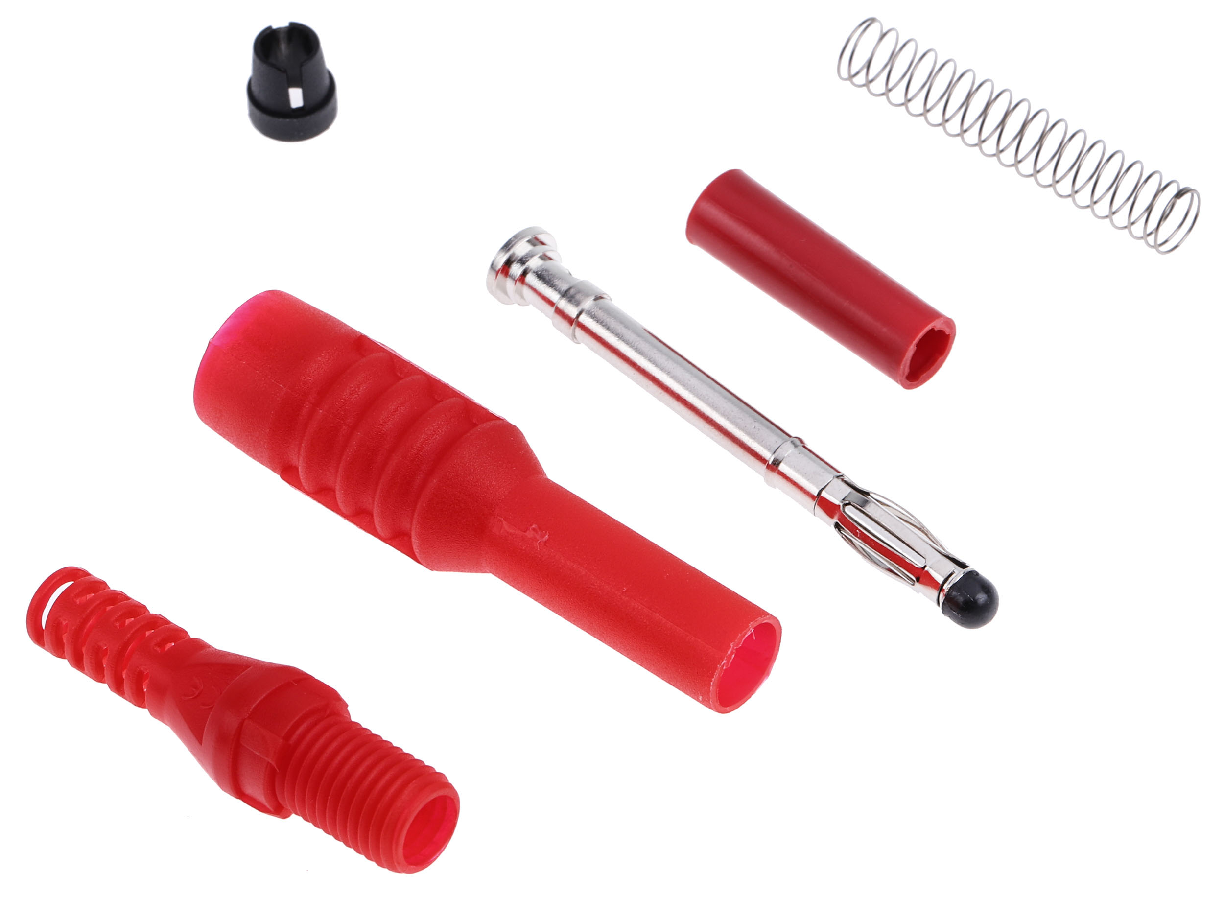 RS PRO Black, Red Male Banana Plug, 4 mm Connector, 10A, 1000V, Nickel Plating