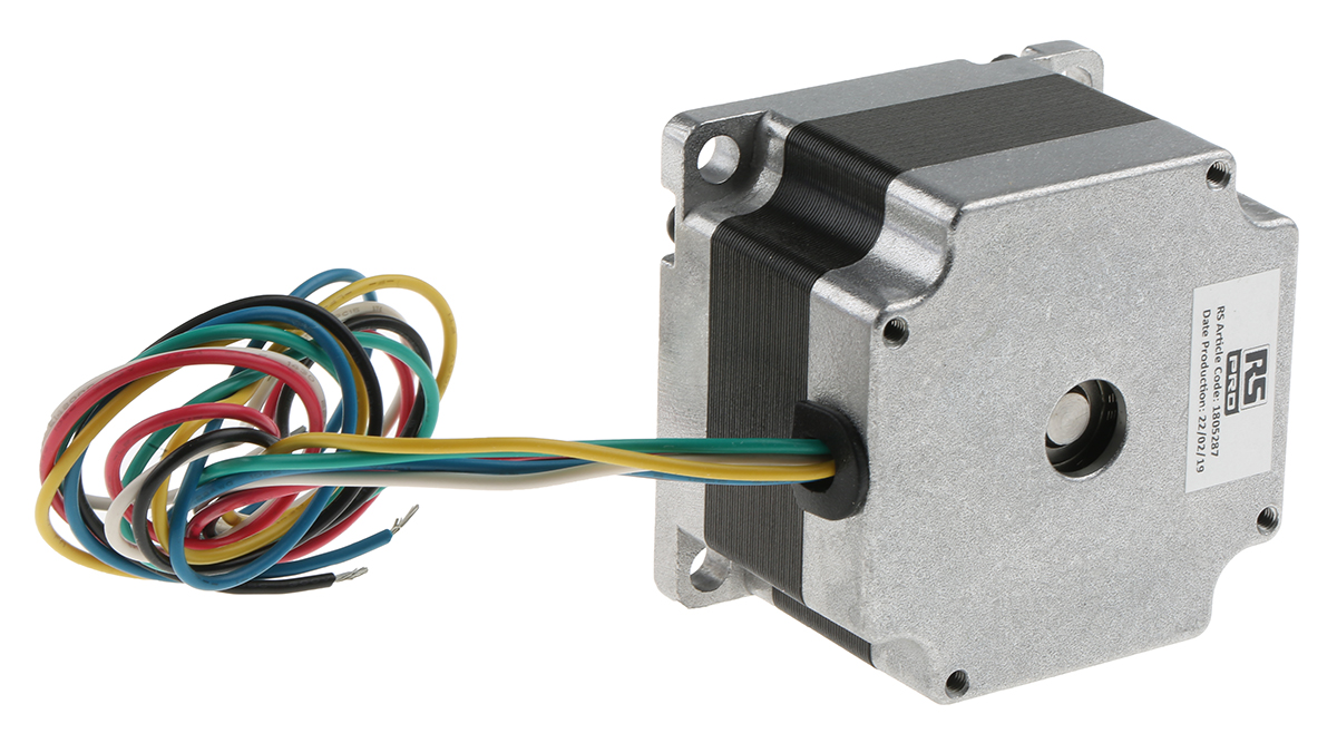 RS PRO Hybrid Stepper Motor, 5.7 V, 1.8°, 56.4 x 56.4mm Frame, 6.35mm Shaft
