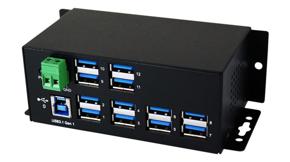 Exsys 12 Port USB 3.0, USB 3.1 USB A, USB B  Hub, 132.50 x 65.00 x 48.20mm