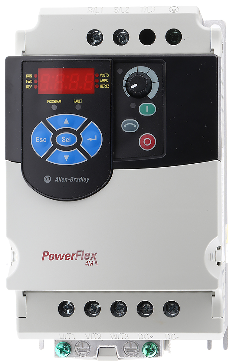 Allen Bradley Inverter Drive, 2.2 kW, 1 Phase, 240 V ac, 11 A, PowerFlex 4M Series