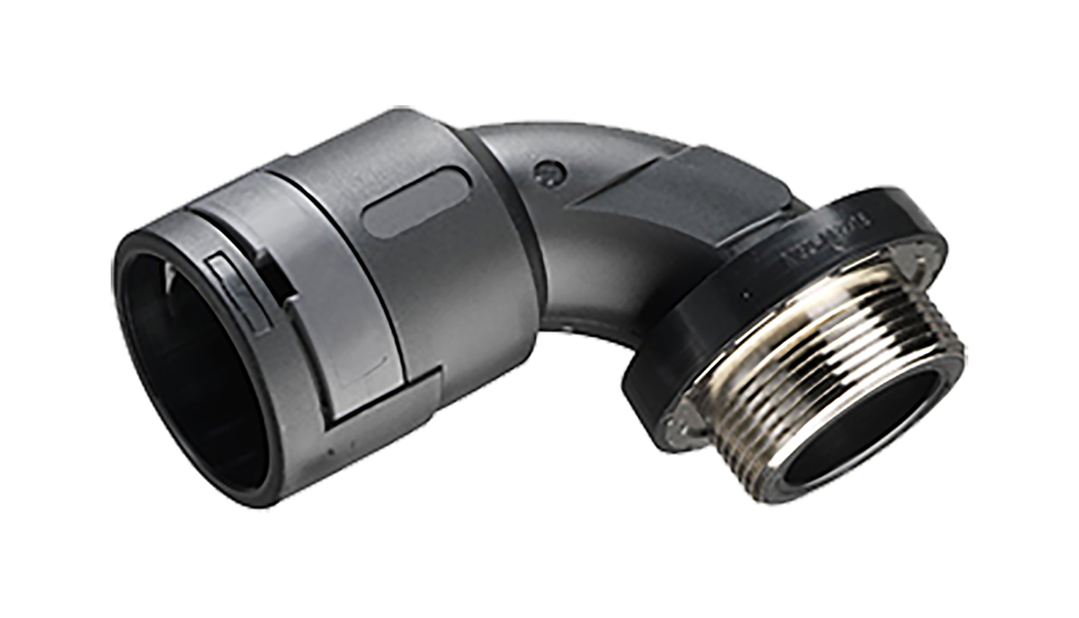 Kopex 90° Elbow, Conduit Fitting, 29mm Nominal Size, 32mm, Nylon 12, Black IP68 rating