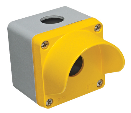 RS PRO Yellow Die Cast Aluminium Push Button Enclosure - 1 Hole 22.5mm Diameter