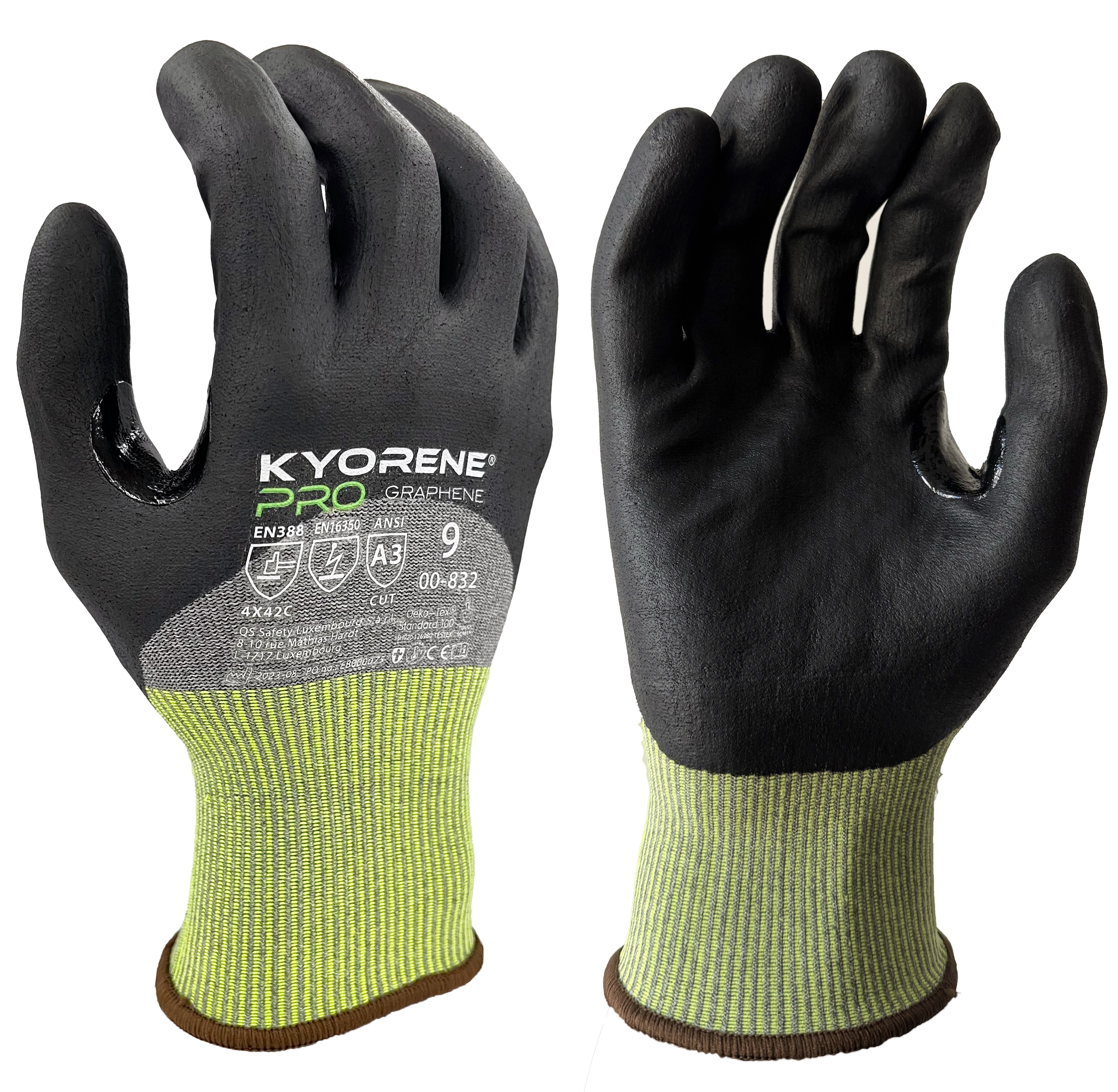 KYORENE Black Graphene Work Gloves, Size 6