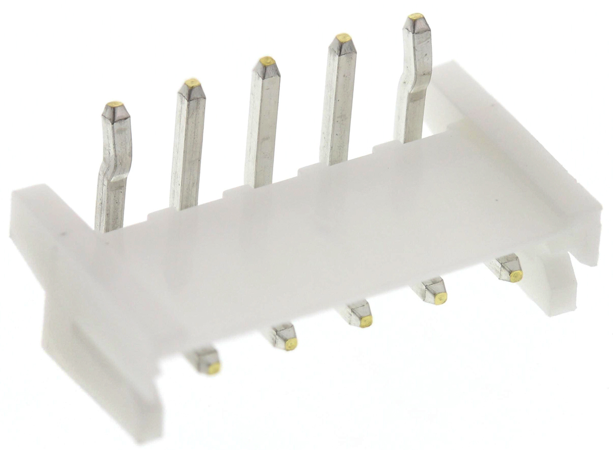 JST EH Series Right Angle Through Hole PCB Header, 5 Contact(s), 2.5 mm Pitch, 1 Row, Shrouded
