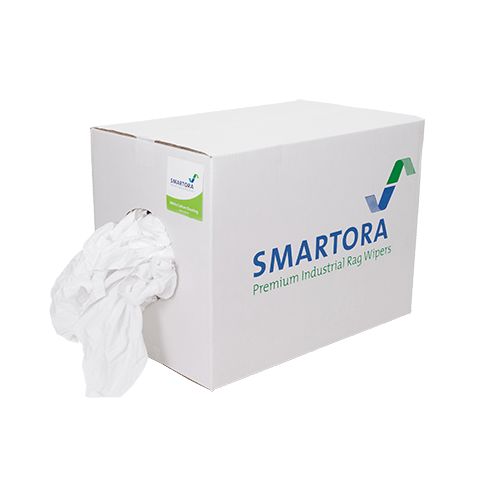 Smartora Premium Sheeting Rags 4Kg White Cotton Wipes for General Purpose, Dry Use, Dispenser Box, Repeat Use