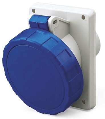 Scame IP66, IP67 Blue Panel Mount 2P + E Heavy Duty Power Connector Socket, Rated At 32A, 230 V
