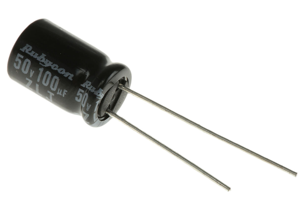 Rubycon 100μF Aluminium Electrolytic Capacitor 50V dc, Radial, Through Hole - 50ZLJ100M8X11.5