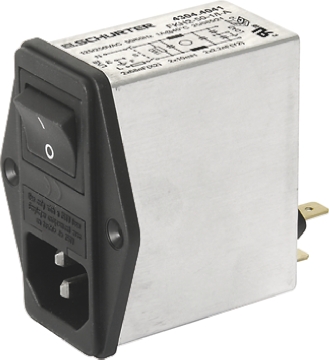 Schurter 2A, 250 V ac Male Panel Mount Filtered IEC Connector 2 Pole 4304.4002 1 Fuse