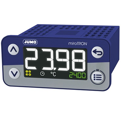 Jumo miroTRON Panel Mount Controller, 69 x 62 x 36mm 2 (1TC, 1 DI) Input, 2 Output Relay, 230 V ac Supply Voltage PID