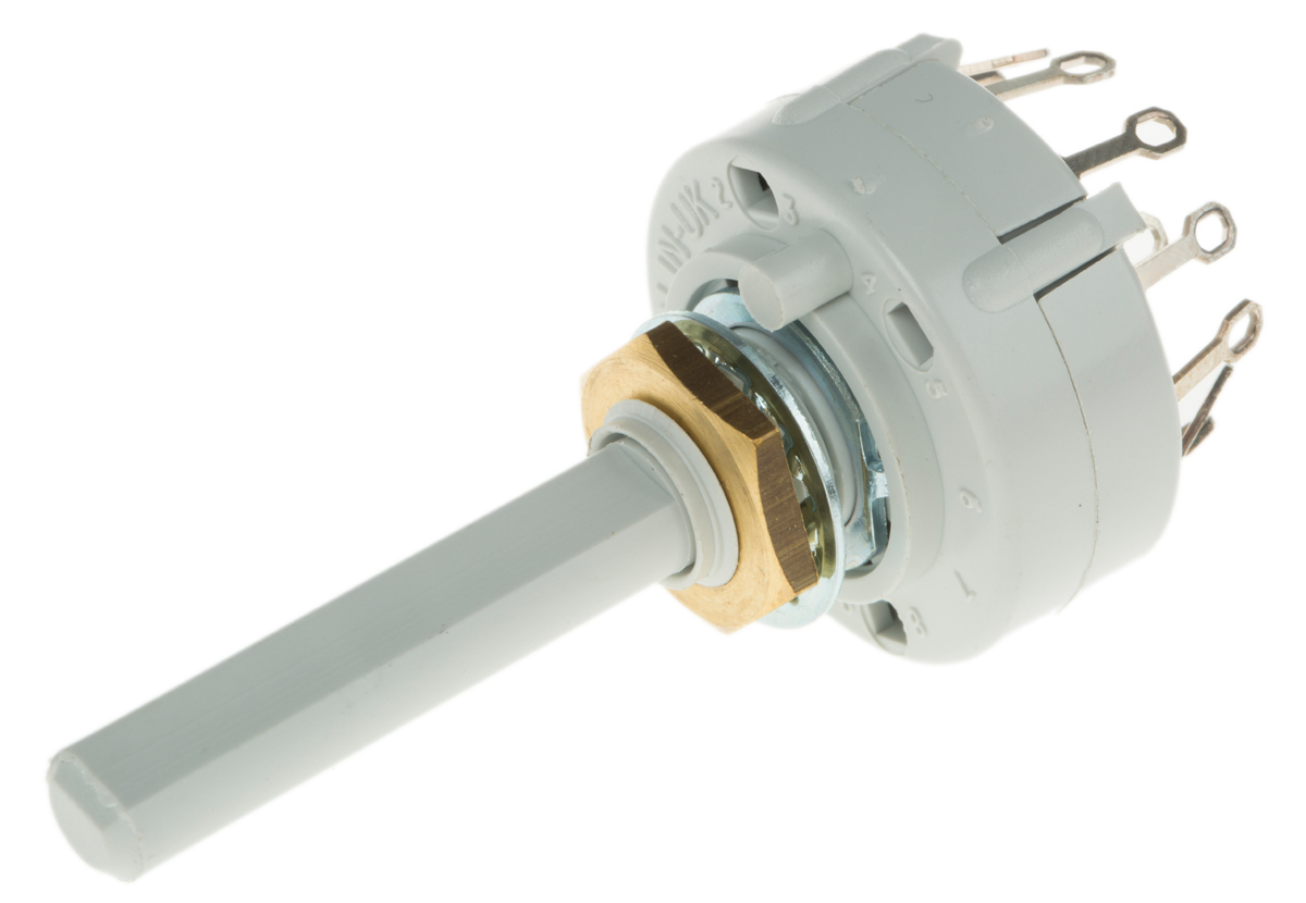 Lorlin, 6 Position DPST Rotary Switch, 150 mA@ 250 V ac, Solder Tab