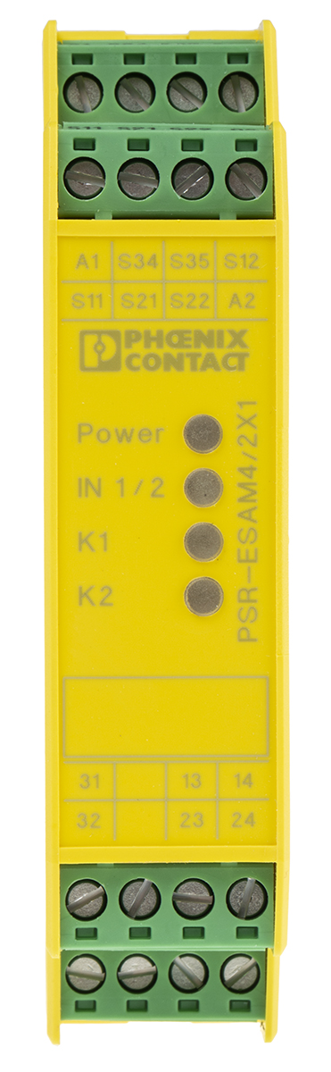 Phoenix Contact PSRclassic PSR-SCP- 24UC/ESAM4/2X1/1X2 Emergency Stop Safety Relay, 24V ac/dc, Dual-Channel, 2 Safety