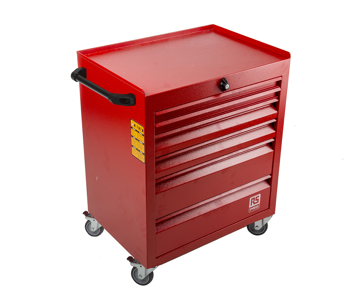 RS PRO 6 Drawer Steel Wheeled Tool Chest