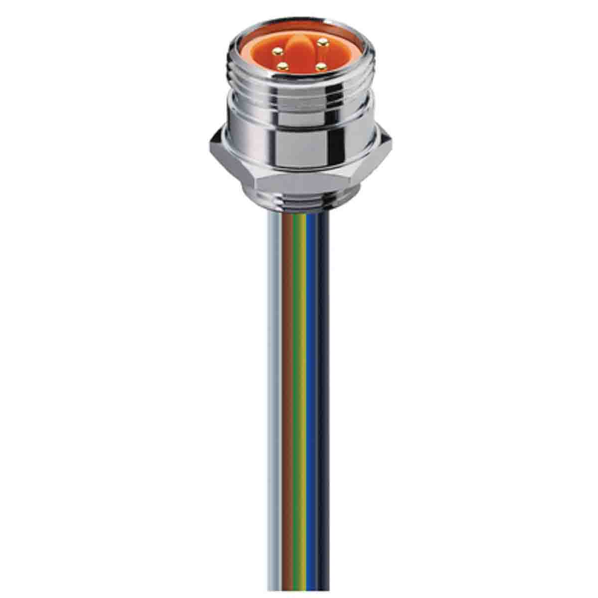 Lumberg Automation Circular Connector, 4 Contacts, Front, 7/8 in Connector, Plug, Male, IP68, RSF Series