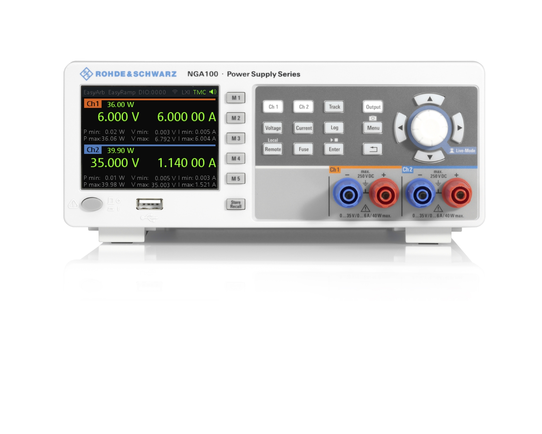Rohde & Schwarz NGA100 Series Bench Power Supply, 0 → 35V, 6A, 2-Output, 80W - RS Calibrated