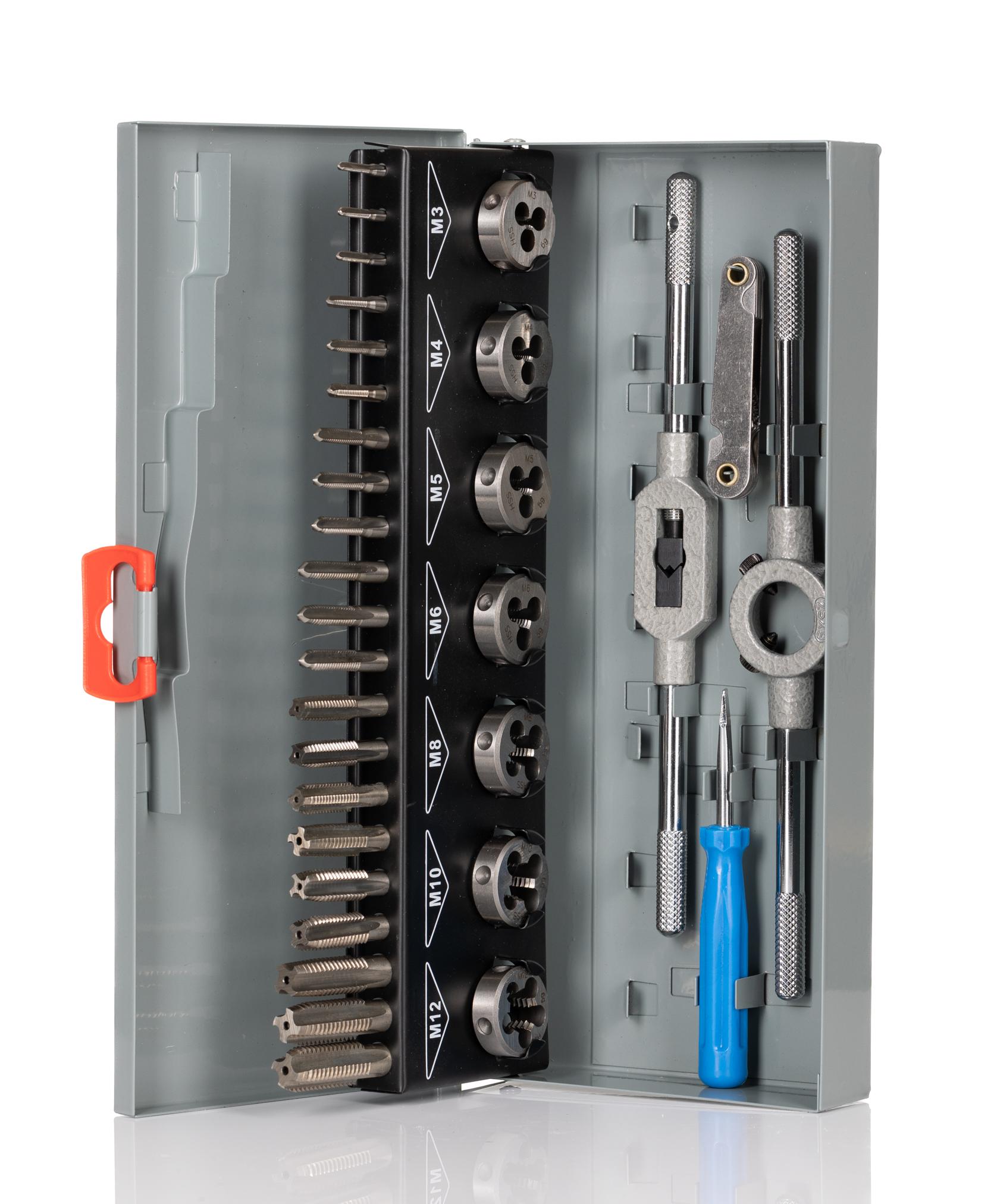 RS PRO 32-Piece HSS Tap & Die Set, M3 - M12 Taps, M3 - M12 Dies