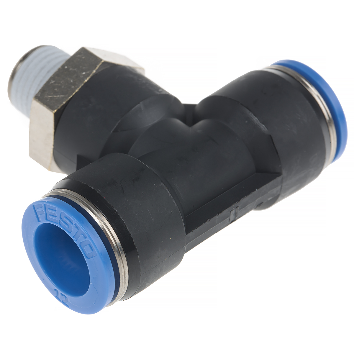 Festo QS Series Tee Threaded Adaptor, Push In 12 mm to Push In 12 mm, Threaded-to-Tube Connection Style, 190669