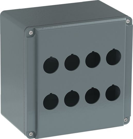 ABB Grey Aluminium Modular Metal Push Button Enclosure - 8 Hole