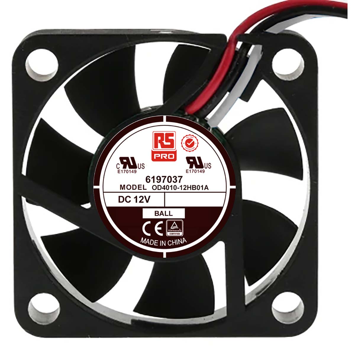 RS PRO Axial Fan, 12 V dc, DC Operation, 11.9m³/h, 1.2W, 100mA Max, 40 x 40 x 10mm