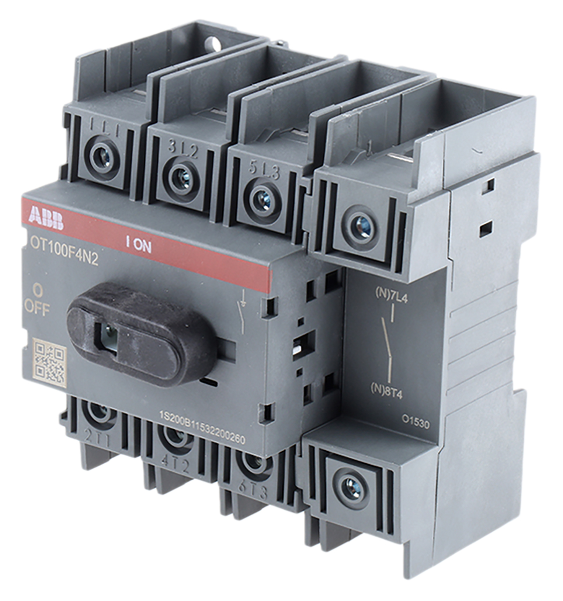 ABB 4P Pole Base Mounting Isolator Switch - 100A Maximum Current, 37kW Power Rating, IP20