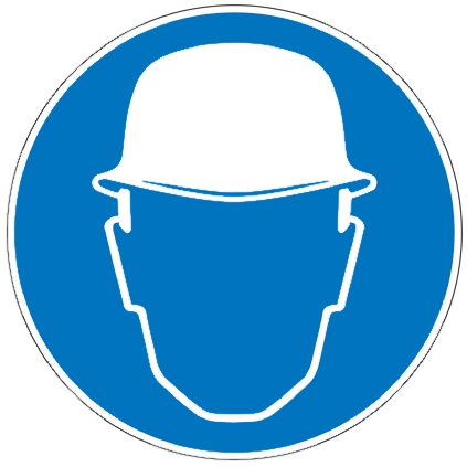 Brady PET Mandatory Head Protection Sign With Pictogram Only Text