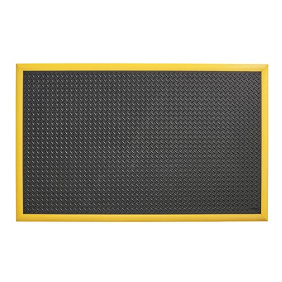 Notrax Black/Yellow Anti-Fatigue Mat Nitrile Rubber Mat, Diamond Pattern Finish 163cm x 1.02m x 184mm