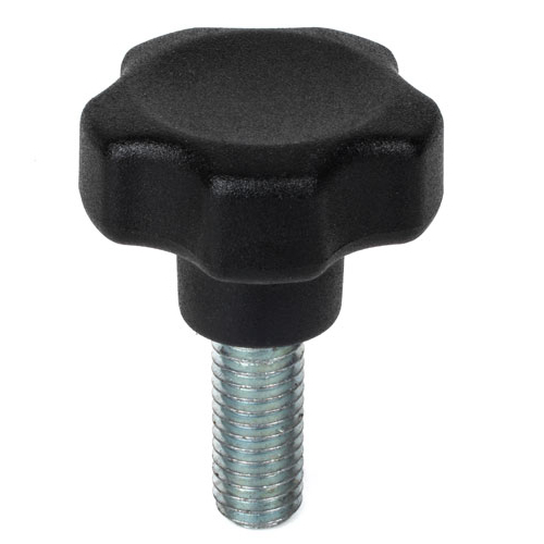RS PRO Black Thermoplastic Multiple Lobes Clamping Knob, M6, Threaded Mount