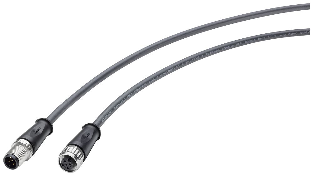 Siemens Male 5 way Straight M12 to Female 5 way Straight M12 Sensor Actuator Cable, 5 m