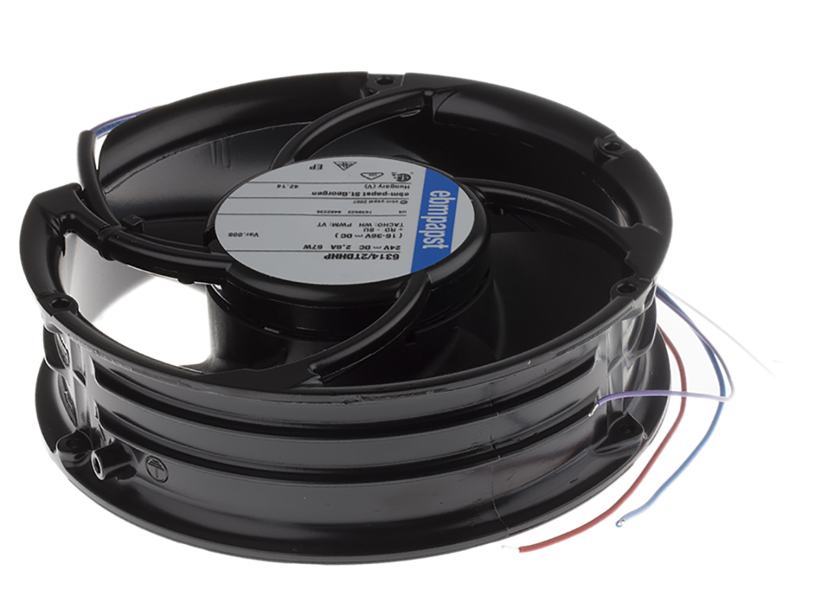 ebm-papst 6300 TD - S-Force Series Axial Fan, 24 V dc, DC Operation, 710m³/h, 67W, 172 x 51mm