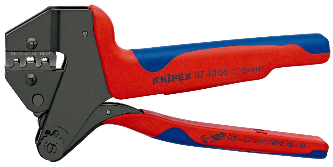 Knipex Hand Ratcheting Crimp Tool for Uninsulated Ring Terminals, 0.5 → 6mm² Wire