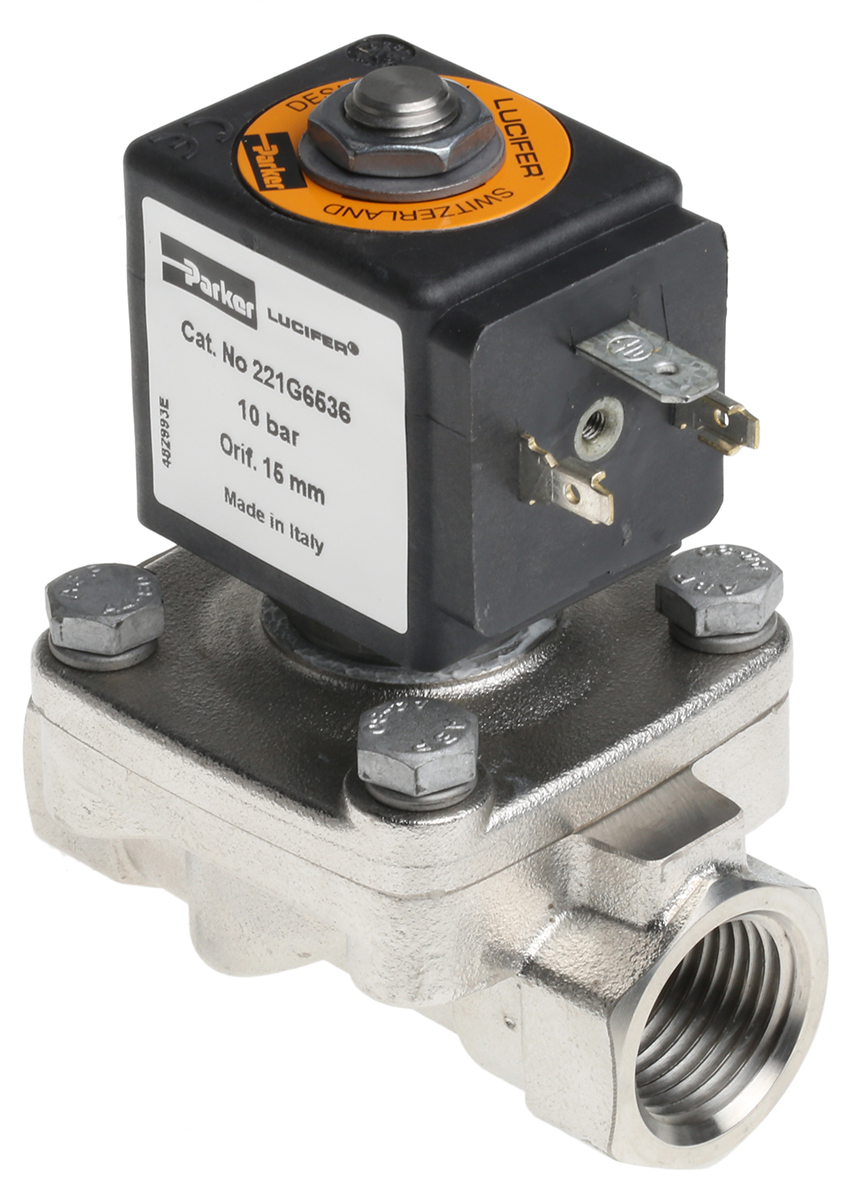 Parker Solenoid Valve 221G6536-2995-481865C2, 2 Port, NC, 24 V dc 1/2 in G
