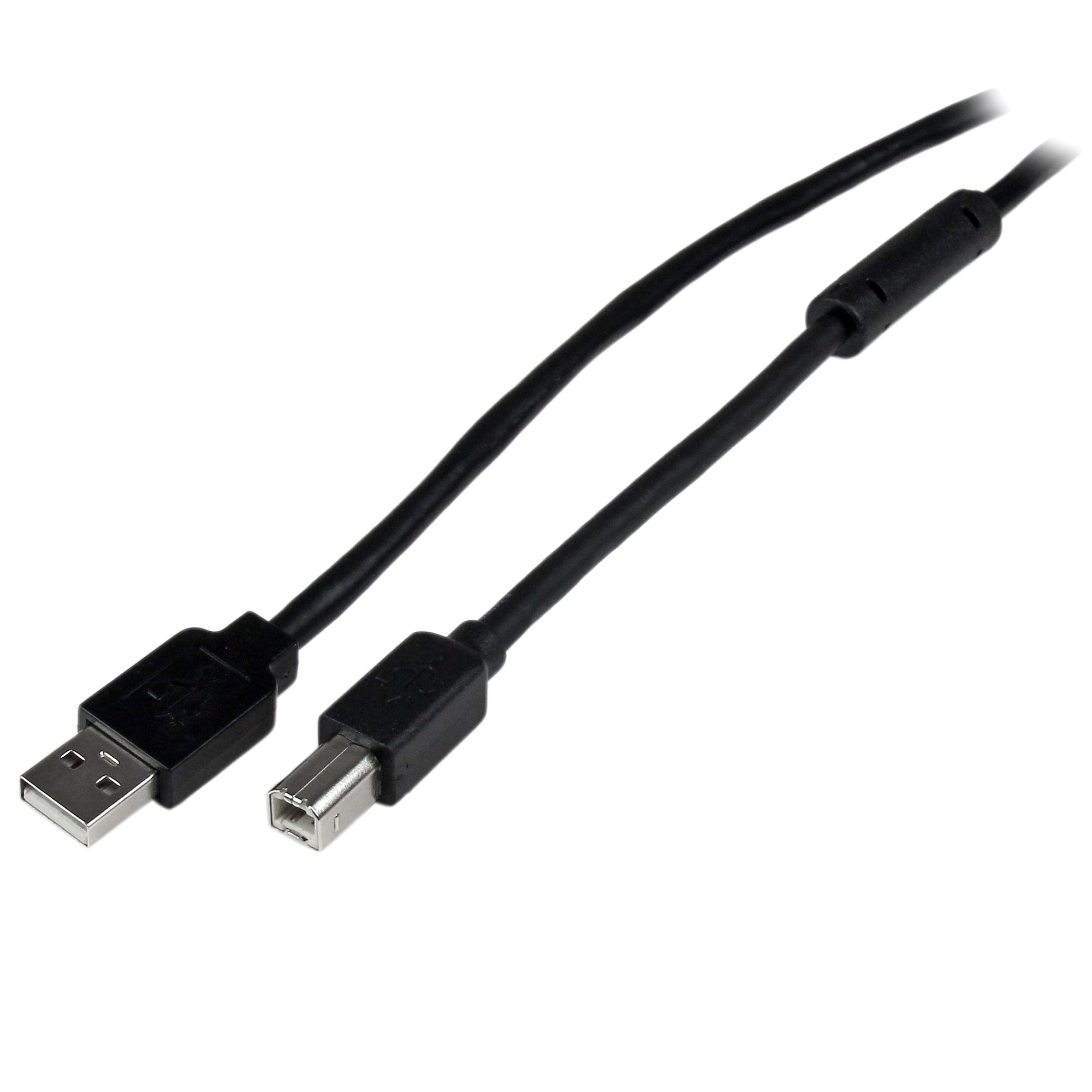 StarTech.com USB 2.0, Male USB A to Male USB B, 480Mbps, 20m