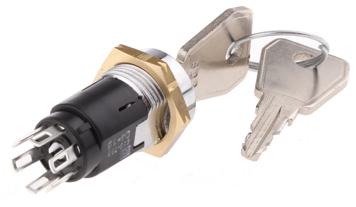 Lorlin Key Switch, DPDT, 1 A @ 24V ac dc / 115V ac 2-Way Random-Key
