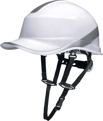 Delta Plus DIAMOND V UP White Safety Helmet with Chin Strap, Adjustable