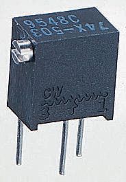 1kΩ, Through Hole Trimmer Potentiometer 0.25W Side Adjust Vishay, T63