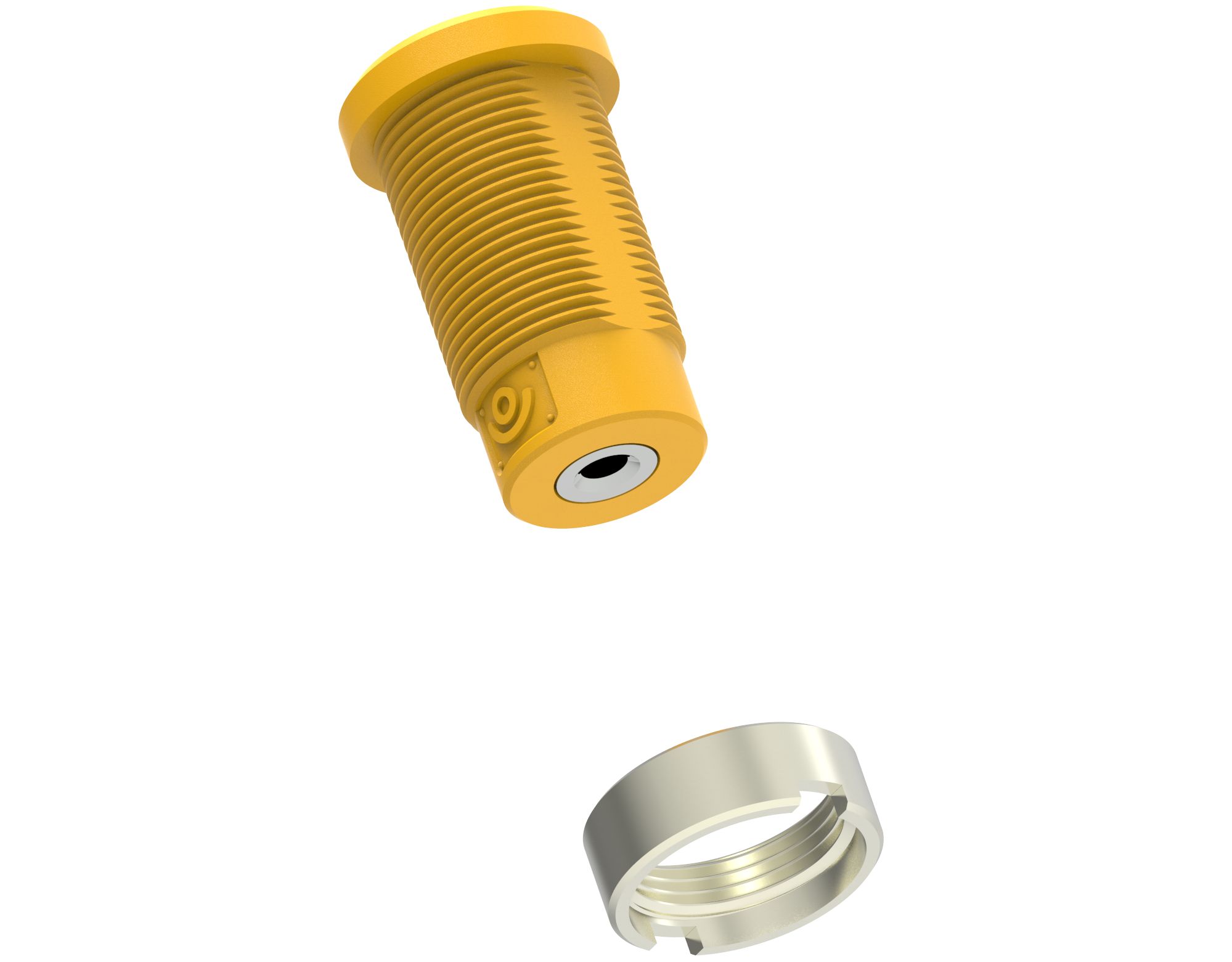 Electro PJP Yellow Female Banana Socket, 4 mm Connector, M3 Thread Termination, 36A, 1kV, Nickel Plating