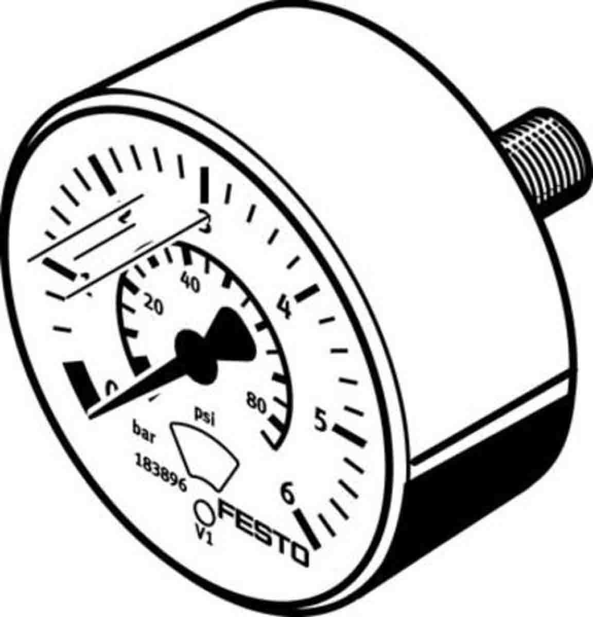 Festo Analogue Pressure Gauge 6bar Back Entry 23mm Outside Diameter
