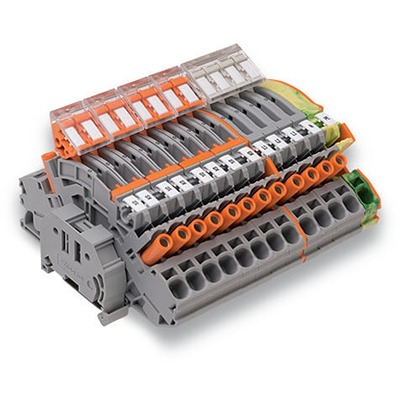 WAGO 2007-8874 TOPJOB S Series Grey, Orange, 6mm², 1-Level, Push In Termination