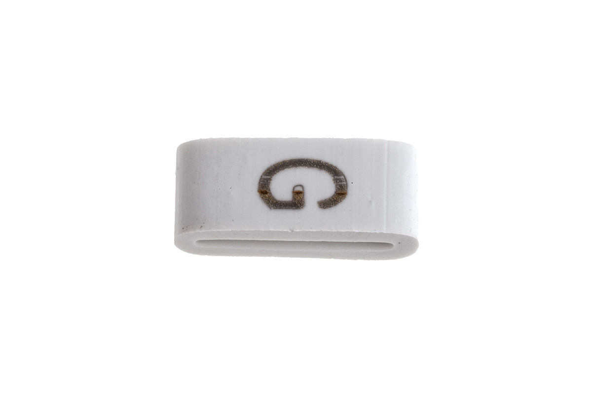 HellermannTyton HODS85 Slide On Cable Markers, Black on White, Pre-printed "G", 1.8 → 6.3mm Cable, 531-07867