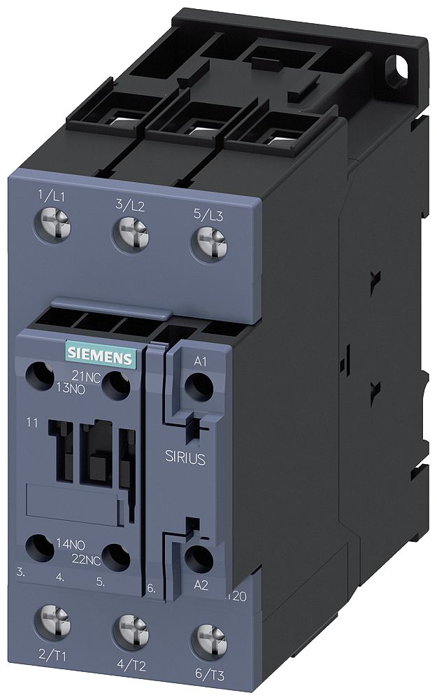Siemens SIRIUS 3RT Size S2, 3RT2 Contactor, 110 V ac Coil, 3-Pole, 80 A, 37 kW, 1NO + 1NC