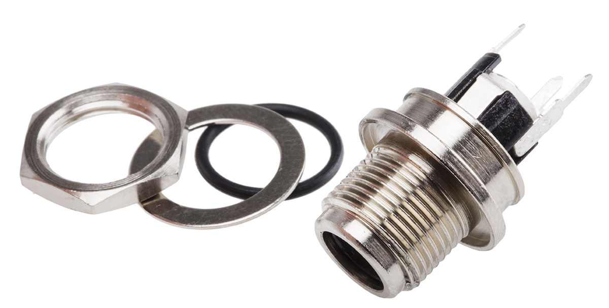 Switchcraft, PCL7 DC Socket Rated At 5.0A, 30.0 V, Panel Mount, length 26.3mm, Silver, IP68