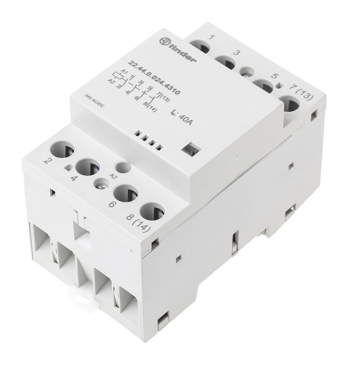 Finder 22 Contactor, 24 V Coil, 4-Pole, 40 A, 5 W, 4 NO