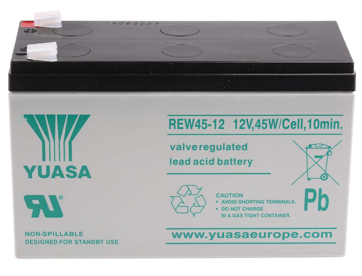 Yuasa 12V Faston 6.35mm Sealed Lead Acid Battery, 7.3Ah