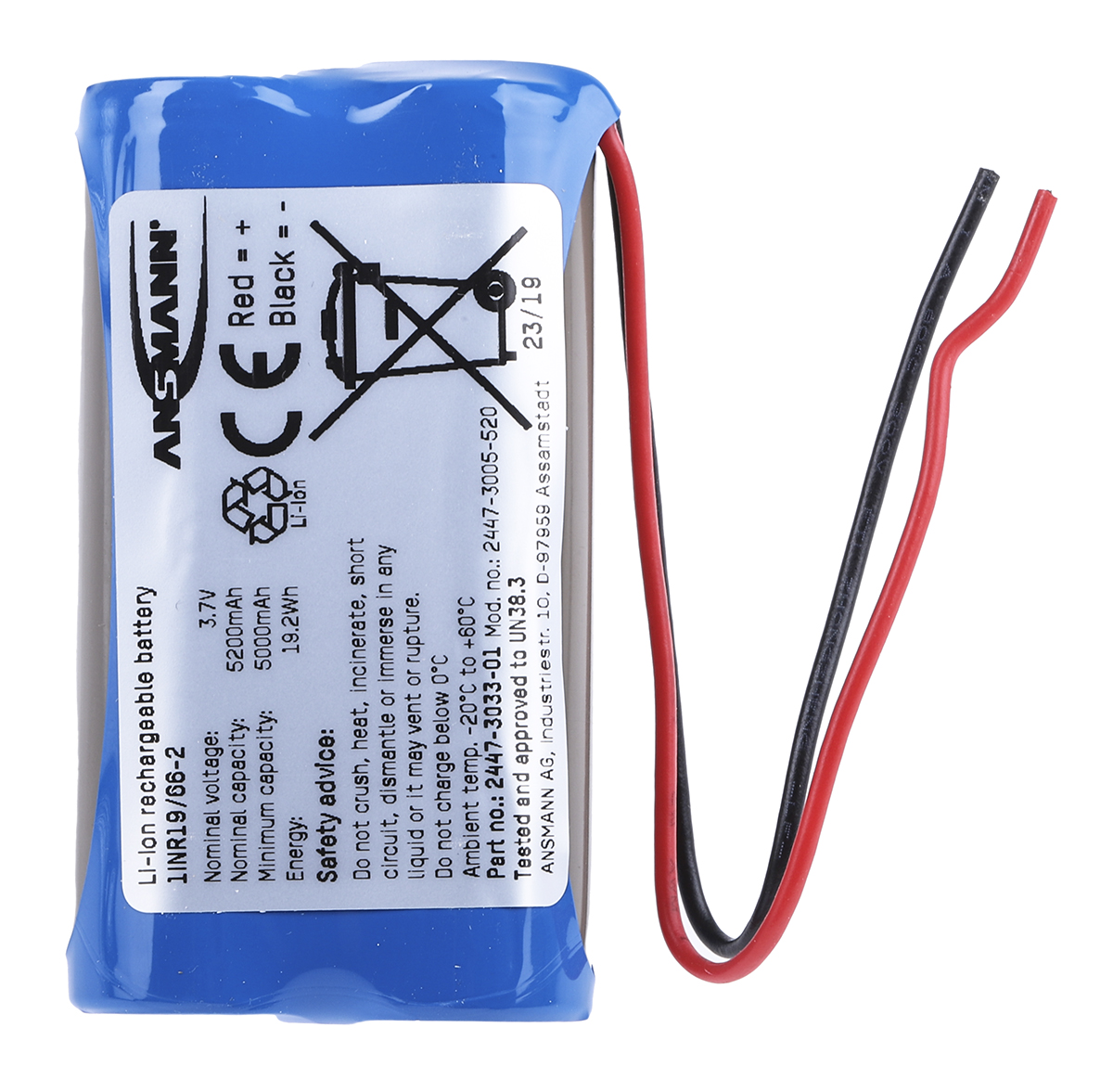 Ansmann 3.6V Lithium-Ion Rechargeable Battery Pack, 5.2Ah - Pack of 1