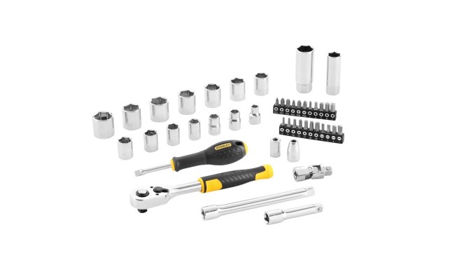 Stanley 45-Piece Imperial 3/8 Standard Socket Set with Ratchet, 6 point