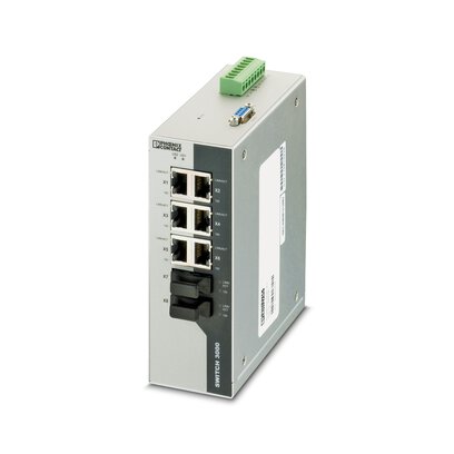 Phoenix Contact FL SWITCH 3006T-2FX SM Series DIN Rail Mount Industrial Ethernet Switch, 6 RJ45 Ports, 10/100Mbit/s
