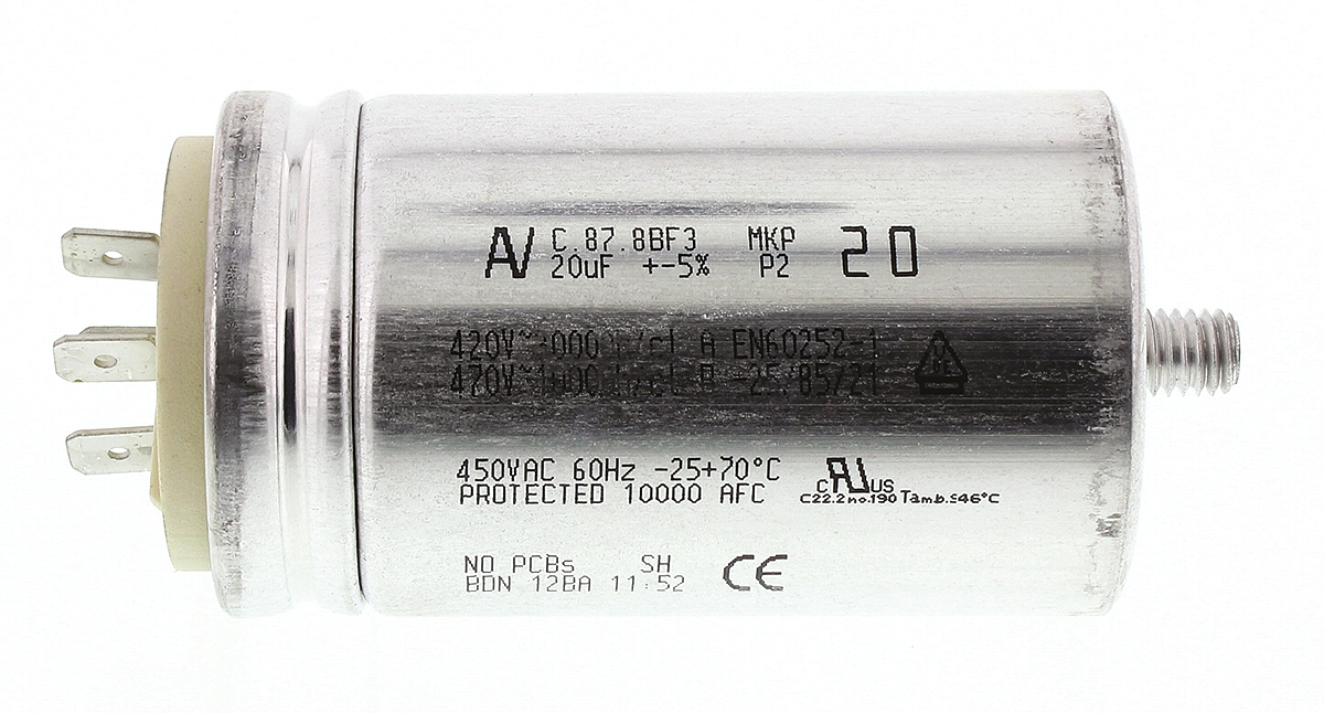 KEMET C87 Metallised Polypropylene Film Capacitor, 470V ac, ±5%, 20μF, Chassis Mount