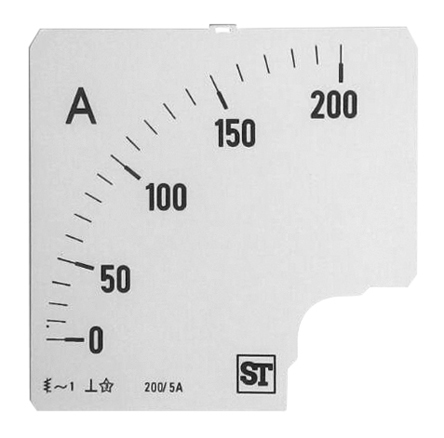 Sifam Tinsley 200A Meter Scale For Use With 96 x 96 Analogue Panel Ammeter