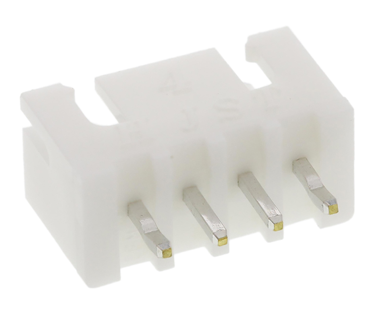 JST XH Series Straight Through Hole PCB Header, 4 Contact(s), 2.5mm Pitch, 1 Row(s), Shrouded