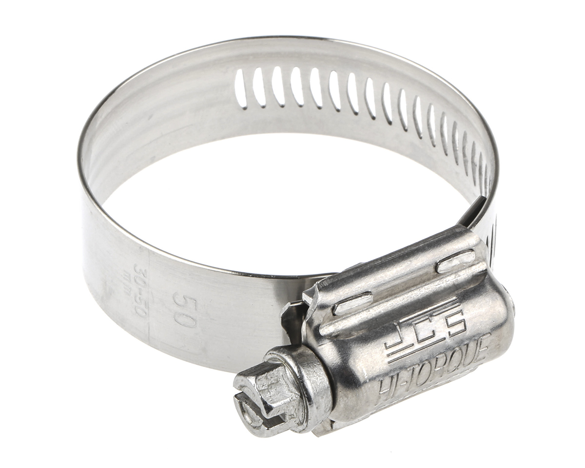 HI-TORQUE Stainless Steel Slotted Hex Worm Drive, 16mm Band Width, 30 → 50mm ID