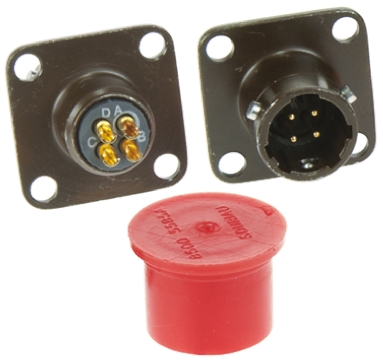 Souriau Sunbank by Eaton, 851, Copper Alloy 4 Way Panel Mount MIL Spec Circular Connector Receptacle, Pin